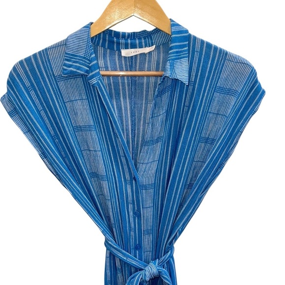 LUSH I'm the One Striped Shirt Midi Dress Blue & White - Picture 4 of 5